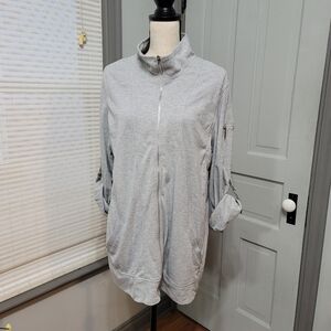 Avenue Roll Tab Sleeves Panel Jacket - Heather Grey size 14/16